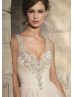 V Neckline Ivory Beaded Tulle Wedding Dress